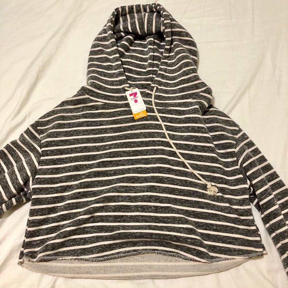 Cropped Striped Gray Hoodie